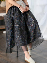 Vintage Floral A-Line Bubble Gauze Splicing Skirt